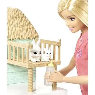 Barbie Vet Doll & Playset, Animal Rescuer Theme with 8 Wildlife Figures, Treehouse, Care Station, Rope Bridge & Accessories