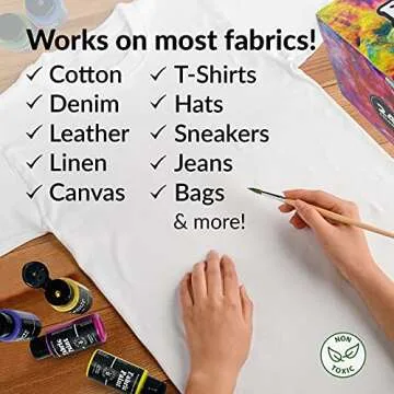 Permanent Fabric Paint Kit - 24 Vibrant Colors for All Projects