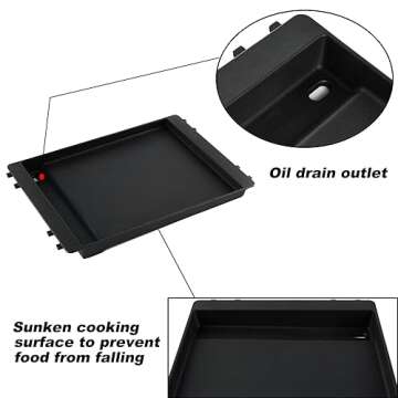 7566 Griddle Replacement Parts for Weber Genesis 300 Grill Griddle Insert Genesis E-310 Griddle E-320 E-330 S-310 S-320 S-330 EP-310 Cast Iron Griddle Pan Flat Top Griddle Accessories Gas Grill Parts