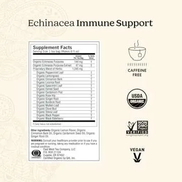 Yogi Tea Echinacea Immune Support Tea - 16 Tea Bags per Pack (6 Packs) - Organic Immunity Support Tea - Includes Peppermint Leaf, Lemongrass, Cinnamon Bark, Echinacea Purpurea, Licorice Root & More