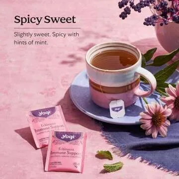 Yogi Tea Echinacea Immune Support Tea - 16 Tea Bags per Pack (6 Packs) - Organic Immunity Support Tea - Includes Peppermint Leaf, Lemongrass, Cinnamon Bark, Echinacea Purpurea, Licorice Root & More