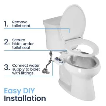 LUXE Bidet NEO 180 - Self-Cleaning, Dual Nozzle, Non-Electric Bidet Attachment for Toilet Seat, Adjustable Water Pressure, Rear and Feminine Wash, Lever Control (Blue)
