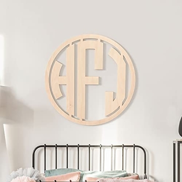 Personalized Wooden Letters Wall Decor - Modern Art Monogram - 3 Letter Initials Large Wood Hanging ...
