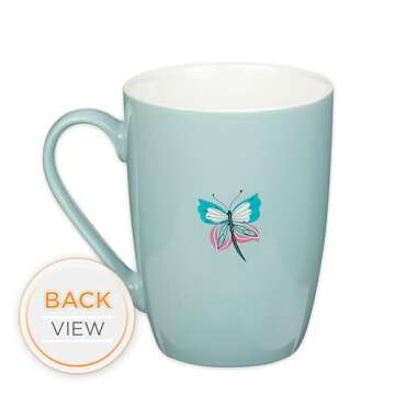 Christian Art Gifts Blue Butterfly Ceramic Coffee Mug - 12 oz