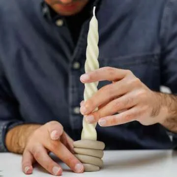 12 pcs Natural Beeswax Spiral Taper Candles, Dripless Short Candle Sticks for Dinner Wedding Party Christmas Home Decorations - 7 Inch Tall- Off White