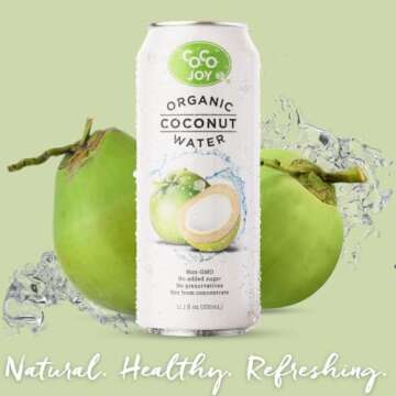 CoCo Joy All Organic Coconut Water, Natural and Fresh, Nutrient-Rich Coconut-Water Drink with Electr...