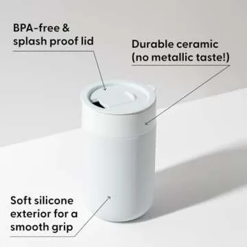 W&P Porter Ceramic Mug w/ Protective Silicone Sleeve, Mint 16 Ounces | On-the-Go | No Seal Tight | Reusable Cup for Coffee or Tea | Portable | Dishwasher Safe