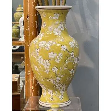 Galt International 14" Chinoiserie Floral Ceramic Vase