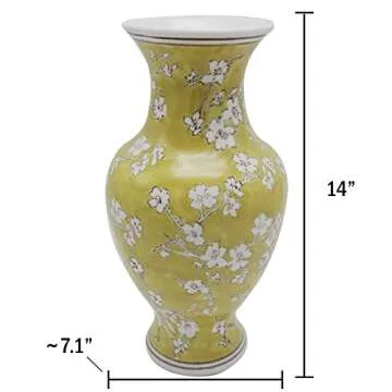 Galt International 14" Chinoiserie Floral Ceramic Vase