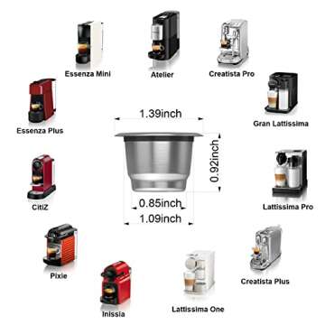 Reusable Capsules for Nespresso OriginalLine - 6pcs Refillable Coffee Pods,Stainless Steel Cups Compatible for Nespresso OriginalLine Machine (6Pods+100pcs Lids+Storage Board)