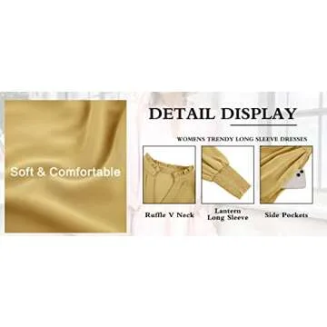 Imily Bela Womens Long Sleeve Casual Dress Fall V Neck Swing Flowy Loose Ruffle Tiered Dresses