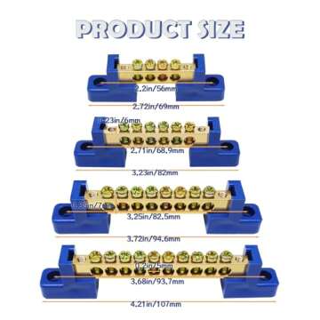 Tugermoola 4PCS Grounding Bus Bar 10 Positions Electrical Ground Bus Bars Brass Wire Screw Terminal ...
