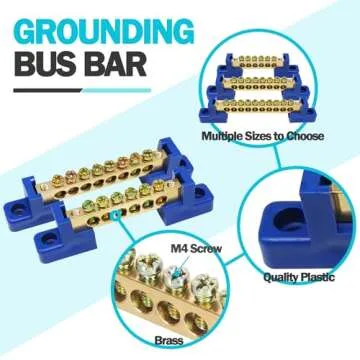 Tugermoola 4PCS Grounding Bus Bar 10 Positions Electrical Ground Bus Bars Brass Wire Screw Terminal Block OLA002-10K