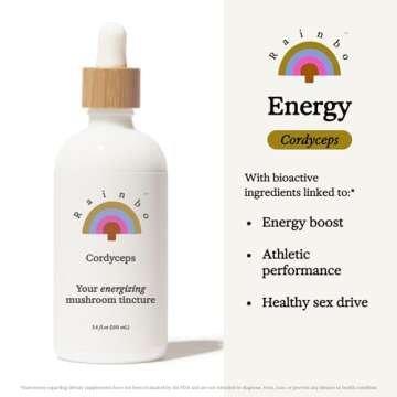 Rainbo Cordyceps Mushroom Tincture, Dual Extract Mushroom Supplement for Immune Support, Energy, Liq...