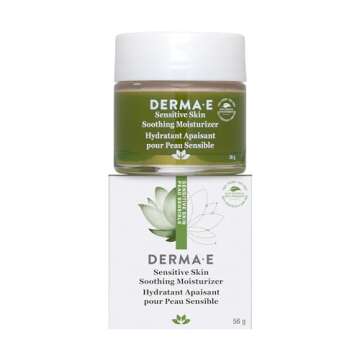 Derma E Sensitive Skin Moisturizing Cream – Gentle, Unscented Daily Face Moisturizer – Soothing Facial Cream with Pycnogenol and Vitamins A, C and E - Reduces Redness and Irritation, 2 oz