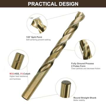 BeHappy Drill Bit Set 29pcs, Cobalt Drill Bit Set, M35 High Speed Steel Metal Twist Jobber Drill Bit...