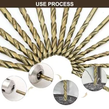 BeHappy Drill Bit Set 29pcs, Cobalt Drill Bit Set, M35 High Speed Steel Metal Twist Jobber Drill Bit Set for Hardened Metal, Stainless Steel, Wood,Cast Iron,Plastic with Indexed Rose Case, 1/16"-1/2"