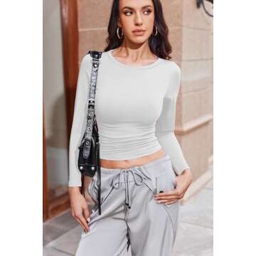 Ekouaer Womens 3 Pack Long Sleeve Shirts Fitted Tops Base Layering Tight Thermal Undershirts Black/White/Pink XL