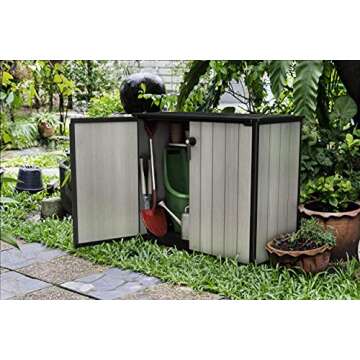 Keter Patio Store 4.6 x 4.0 ft. Resin Outdoor Storage Shed with Paintable and Drillable Walls for Customization-Perfect for Yard Tools and Pool Toys, Grey