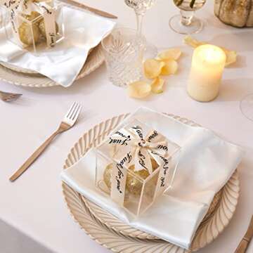 Cobedzy 12 Pack Satin Table Cloth Napkins, 17x17 Inch White Silky Wedding Napkins Cloth Washable, Lu...