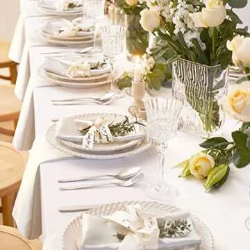 Cobedzy 12 Pack Satin Table Cloth Napkins, 17x17 Inch White Silky Wedding Napkins Cloth Washable, Luxury Dining Table Cloth Napkins Set for Birthday Holiday Party Dinner Restaurant