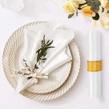 Cobedzy 12 Pack Satin Table Cloth Napkins, 17x17 Inch White Silky Wedding Napkins Cloth Washable, Luxury Dining Table Cloth Napkins Set for Birthday Holiday Party Dinner Restaurant