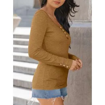 Stylish Kissfix Long Sleeve Casual Henley Shirt for Women