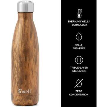 S'well 25 oz Teakwood Water Bottle - Insulated & BPA-Free