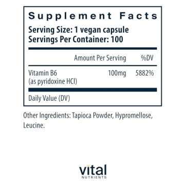 Vital Nutrients Vitamin B6 | Vegan Methylated B6 Vitamins for Nervous System, Muscle, Bone Health* |...
