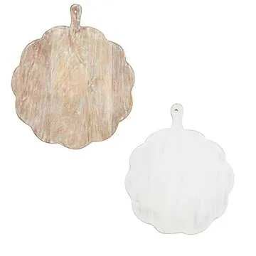 Mud Pie Small Scalloped Wood Board - 16" Elegant Serving Paddle