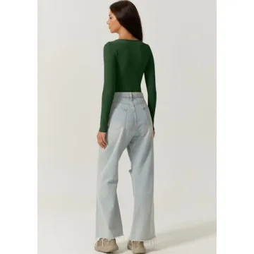 QINSEN Women's Long Sleeve Bodysuit - Perfect Casual Wear