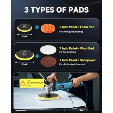Buffer Polisher Kit for Car - 1600w 6/7 Inch Random Orbital Polisher Buffer Waxer,7 Variable Speed 2500-5000rpm,Detachable Handle Dual Action Polisher for Car Boat Sanding Polishing Waxing