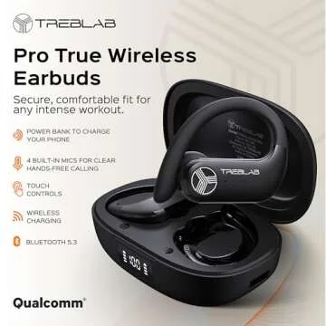 TREBLAB X3 Pro Earbuds - Waterproof, 145H Battery, Clear Calls