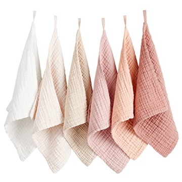 Konssy 6 Pack Face Cloths, Soft Wash Cloth for Washing Face, Cotton Face Towels for Sensitive Skin W...