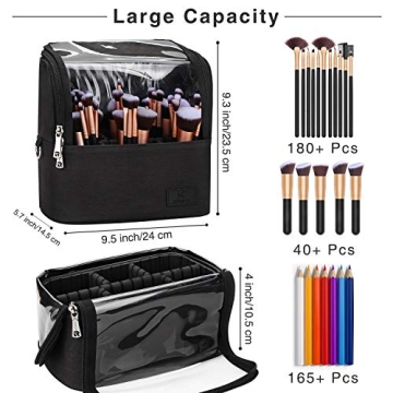 Stylish Large Makeup Brush Bag with Adjustable Divider