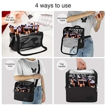 Stylish Large Makeup Brush Bag with Adjustable Divider