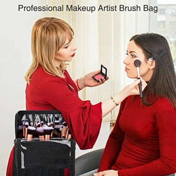 Stylish Large Makeup Brush Bag with Adjustable Divider