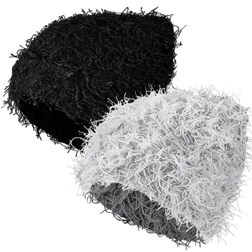 ramede 2 Pcs Distressed Knitted Beanie Fuzzy Winter Hats Thick Warm Beanie Hats for Men Women Outdoo...