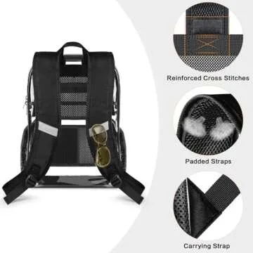 PAMANO Clear Backpack Heavy Duty Transparent See Through Bag for College Work Travel Security,Black