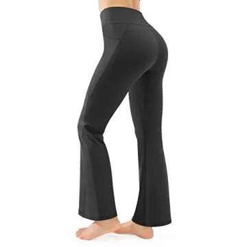 JOYSPELS Bootcut Yoga Pants with Pockets for Women High Waisted Flare Pants Stretch Workout Leggings Black