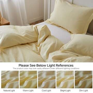 Simple&Opulence French Linen Duvet Cover Set - Twin Size(68" x 86")- 2 Pieces (1 Comforter Cover,1 Pillowcase)- Natural Flax Cotton Blend-Solid Color Breathable Farmhouse Bedding-Pale Yellow