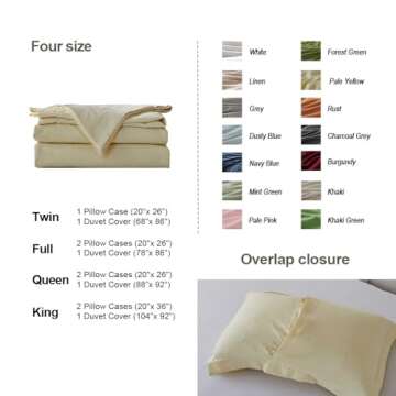 Simple&Opulence French Linen Duvet Cover Set - Twin Size(68" x 86")- 2 Pieces (1 Comforter Cover,1 Pillowcase)- Natural Flax Cotton Blend-Solid Color Breathable Farmhouse Bedding-Pale Yellow