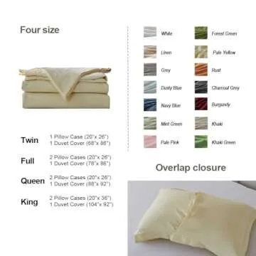 Simple&Opulence French Linen Duvet Cover Set - Twin Size(68" x 86")- 2 Pieces (1 Comforter Cover,1 Pillowcase)- Natural Flax Cotton Blend-Solid Color Breathable Farmhouse Bedding-Pale Yellow