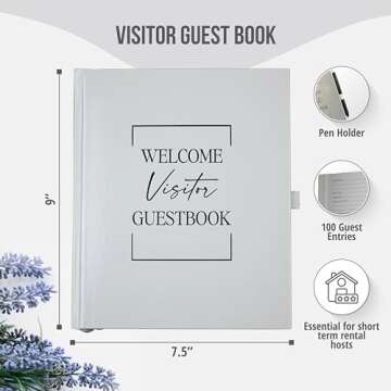 Paper 'n Such Guest Book for Rental House - Vacation Home Welcome Log - Short Term Rentals, Airbnb Essentials for Hosts, Hardcover Welcome Log - 7.5x9 Off White Neutral Color