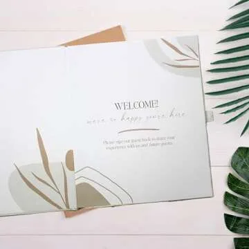 Paper 'n Such Guest Book for Rental House - Vacation Home Welcome Log - Short Term Rentals, Airbnb Essentials for Hosts, Hardcover Welcome Log - 7.5x9 Off White Neutral Color