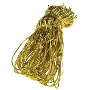 JewelrySupply 10" Gold Metallic Pre-Tied Stretch Loops Pre-Tied Elastic Bows (Package of 50)