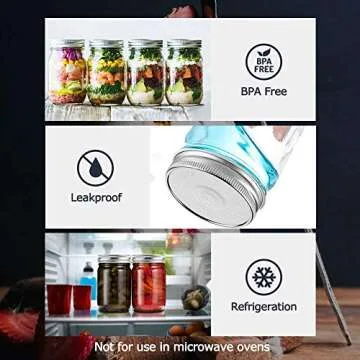 Kmiectse Mason Jars with Sealed & Straw Lid - 6 Pack