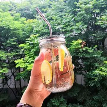 Kmiectse Mason Jars with Sealed & Straw Lid - 6 Pack