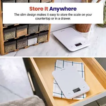 Etekcity Food Kitchen Scale, Digital Grams and Ounces for Weight Loss, Baking, Cooking, Keto and Meal Prep, LCD Display, Medium, White