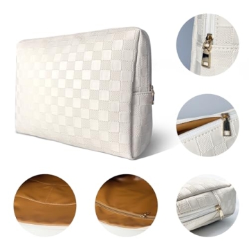 Stylish vhivhias Checkered Makeup Bag - Large Waterproof Design